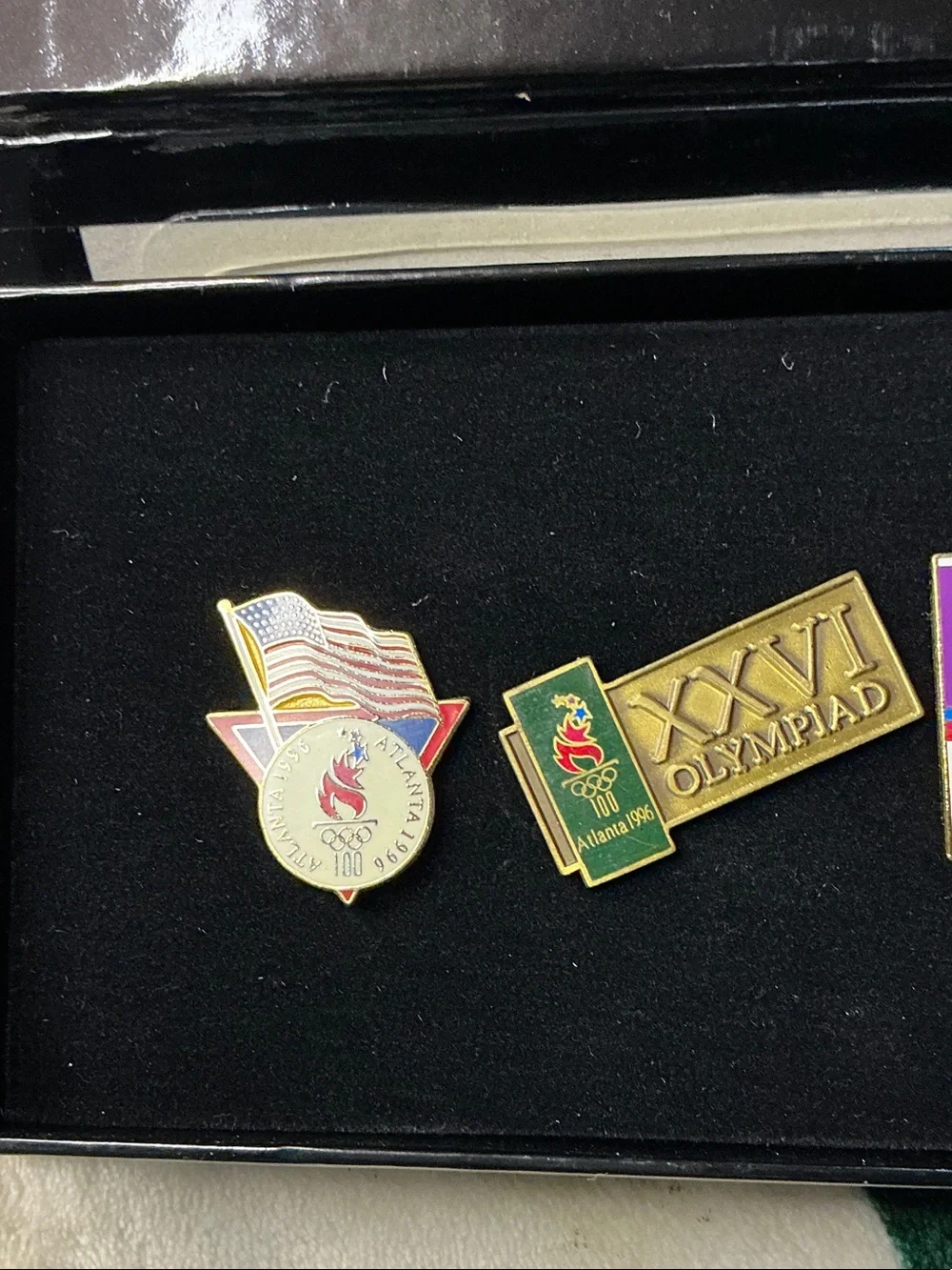 Vintage 1996 Atlanta Centennial Olympic Games 5-Pin Collection Set with Case